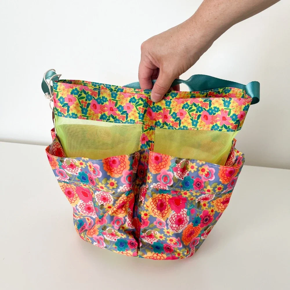 NEW Natural Life Floral Mesh Shower Caddy Dorm College Pockets Pink Green